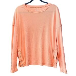 Anthro Chaser Orange Cream Ribbed Long Sleeve Swoop Size Small